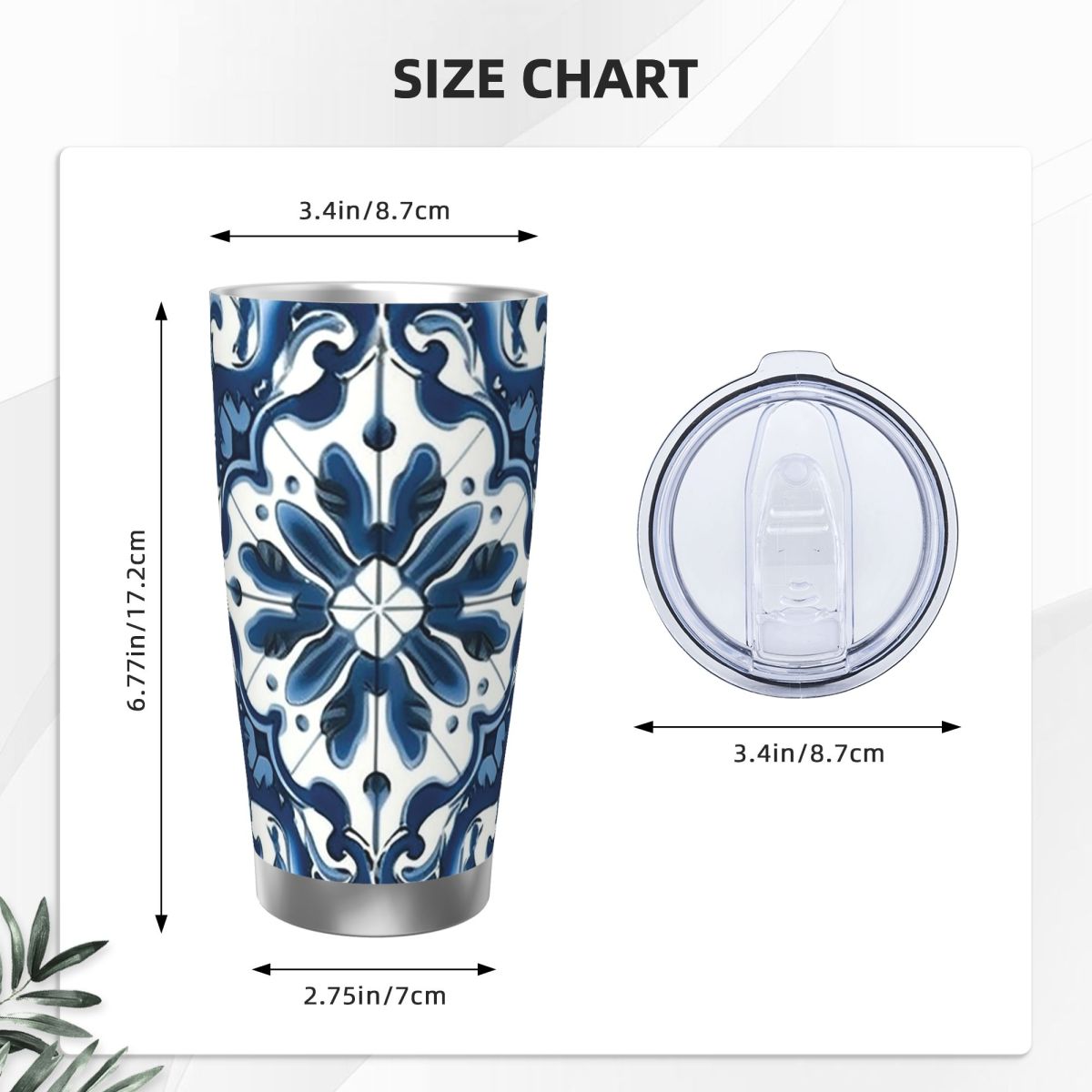 Blue And White Majolica Patter - Tumbler 20Oz White 评论和价格